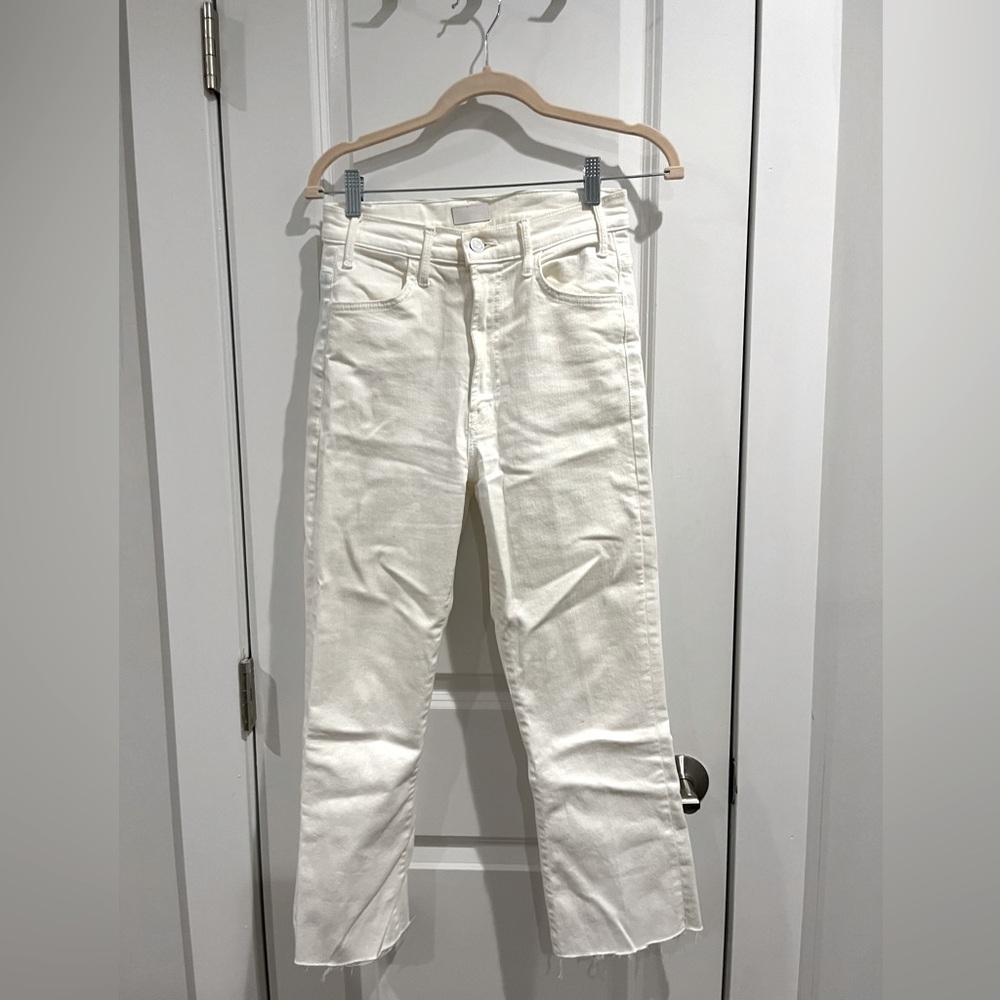 Mother The Hustler High Rise Frayed Flare Leg Ankle Jeans